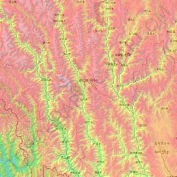 Carte topographique Dêqên County, altitude, relief