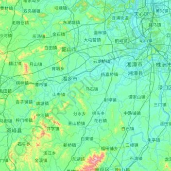 Carte topographique 湘潭市, altitude, relief