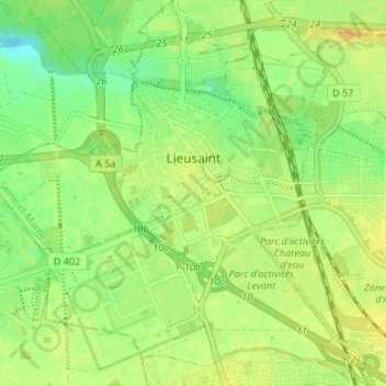 Carte topographique Lieusaint, altitude, relief
