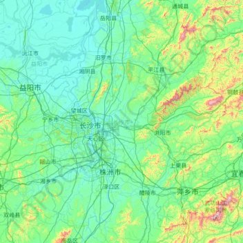 Carte topographique 长沙市, altitude, relief