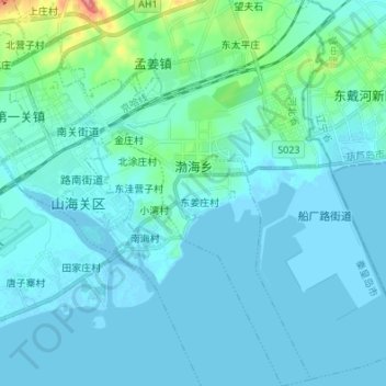 Carte topographique 渤海乡, altitude, relief