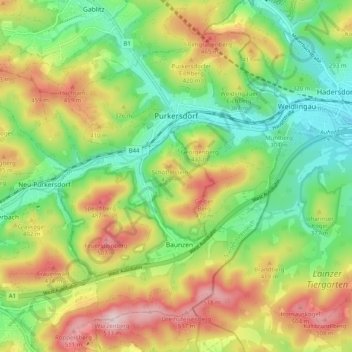 Carte topographique Gemeinde Purkersdorf, altitude, relief