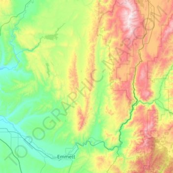 Carte topographique Gem County, altitude, relief