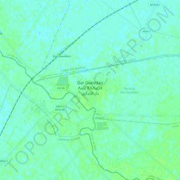 Carte topographique Dar Gueddari, altitude, relief