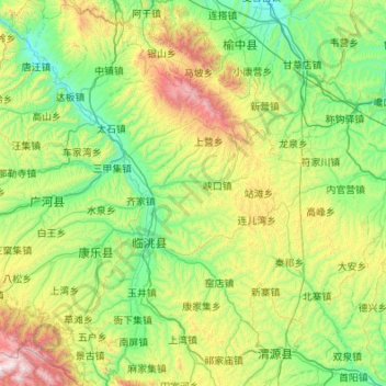 Carte topographique 临洮县, altitude, relief