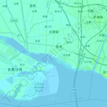 Carte topographique 五接镇, altitude, relief