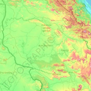 Carte topographique Savannakhet Province, altitude, relief