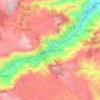 Carte topographique Barbosa, altitude, relief