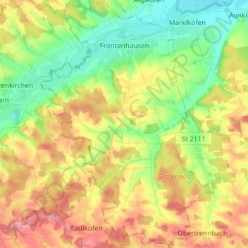 Carte topographique Frontenhausen, altitude, relief