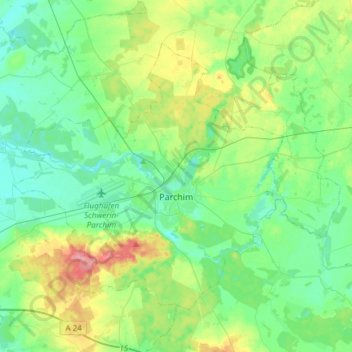 Carte topographique Parchim, altitude, relief