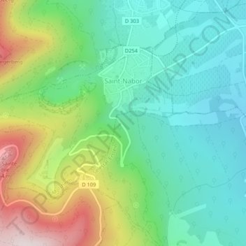 Carte topographique Saint-Nabor, altitude, relief