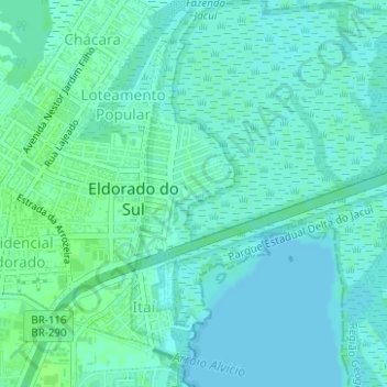 Carte topographique Cidade Verde, altitude, relief