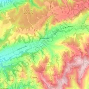 Carte topographique Hauterives, altitude, relief