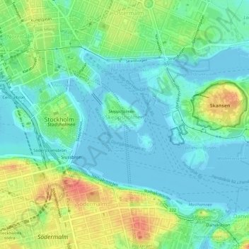 Carte topographique Skeppsholmen, altitude, relief