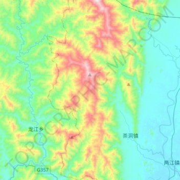 Carte topographique 茶洞乡, altitude, relief