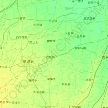 Carte topographique 阜城县, altitude, relief