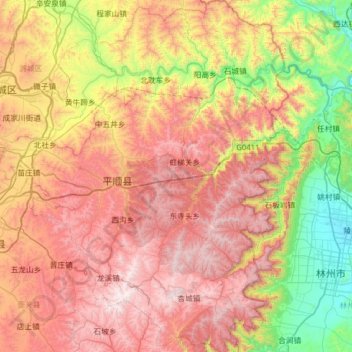 Carte topographique 平顺县, altitude, relief
