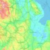 Carte topographique East Midlands, altitude, relief