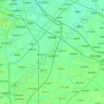 Carte topographique 邓庄镇, altitude, relief