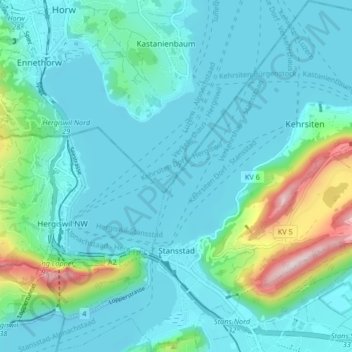 Carte topographique Stansstad, altitude, relief