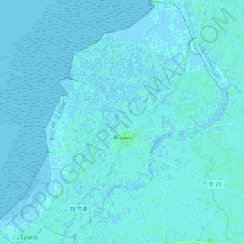 Carte topographique Bouin, altitude, relief