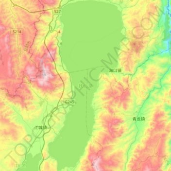 Carte topographique 抚仙湖, altitude, relief