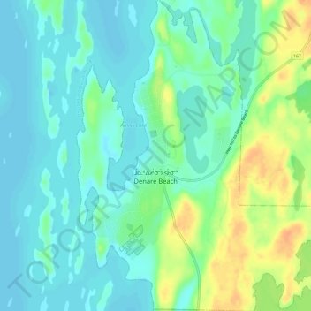Carte topographique Denare Beach, altitude, relief