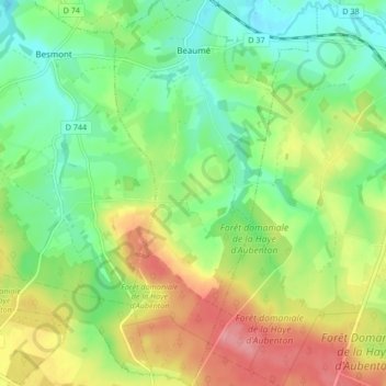 Carte topographique Beaumé, altitude, relief