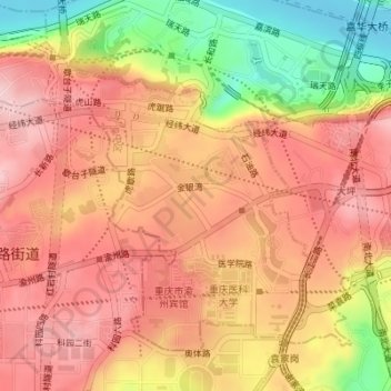 Carte topographique 石油路街道, altitude, relief