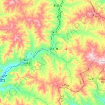 Carte topographique 门限石乡, altitude, relief