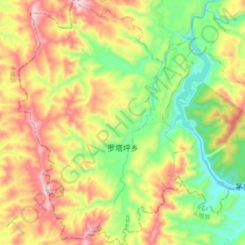 Carte topographique 罗塔坪乡, altitude, relief