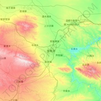 Carte topographique 景泰县, altitude, relief