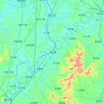 Carte topographique 渌口区, altitude, relief
