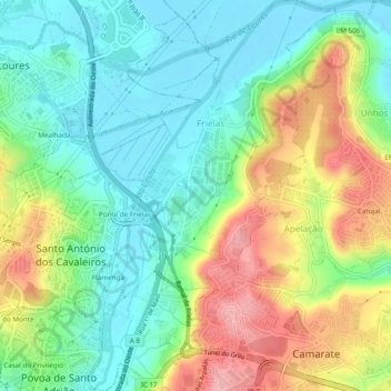 Carte topographique Frielas, altitude, relief