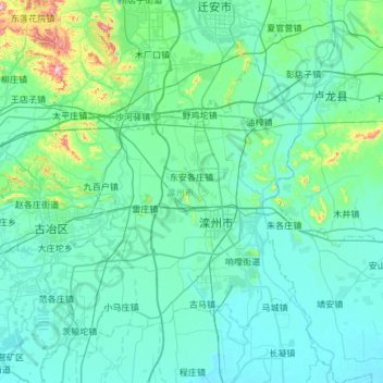 Carte topographique 滦州市, altitude, relief