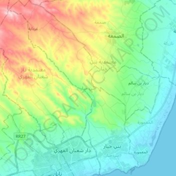 Carte topographique Beni Khiar, altitude, relief