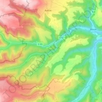 Carte topographique Saint-Étienne-sur-Blesle, altitude, relief