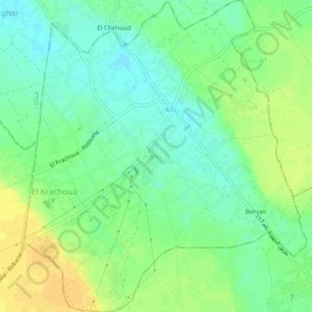 Carte topographique Robbana, altitude, relief