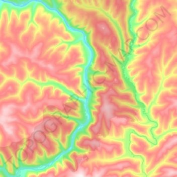 Carte topographique Лена, altitude, relief