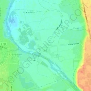 Carte topographique Rivas, altitude, relief