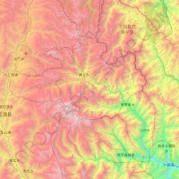 Carte topographique 黄龙风景名胜区, altitude, relief