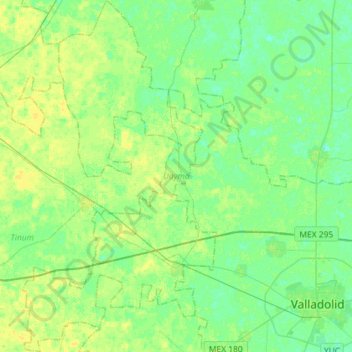 Carte topographique Uayma, altitude, relief