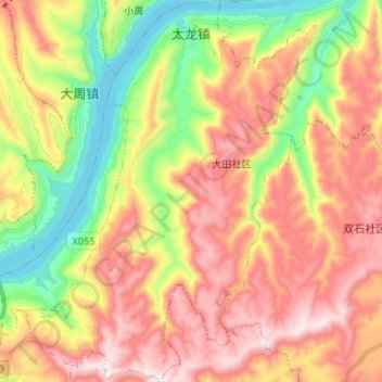 Carte topographique 太龙镇, altitude, relief