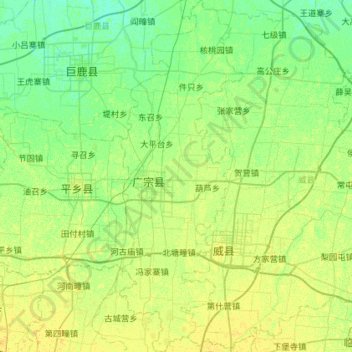 Carte topographique 广宗县, altitude, relief