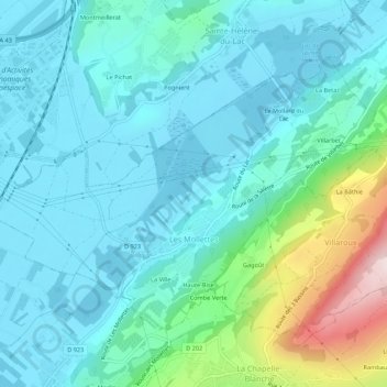 Carte topographique Les Mollettes, altitude, relief