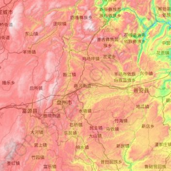 Carte topographique 盘州市, altitude, relief