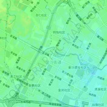 Carte topographique 金沙街道, altitude, relief