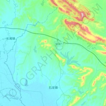 Carte topographique 石龙, altitude, relief