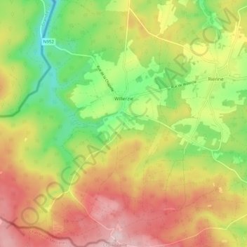 Carte topographique Willerzie, altitude, relief