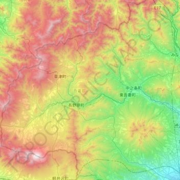 Carte topographique Agatsuma District, altitude, relief